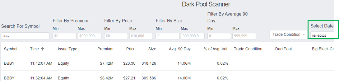 dark pool scanner alert