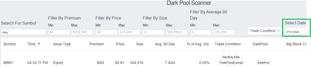 dark pool scanner alert