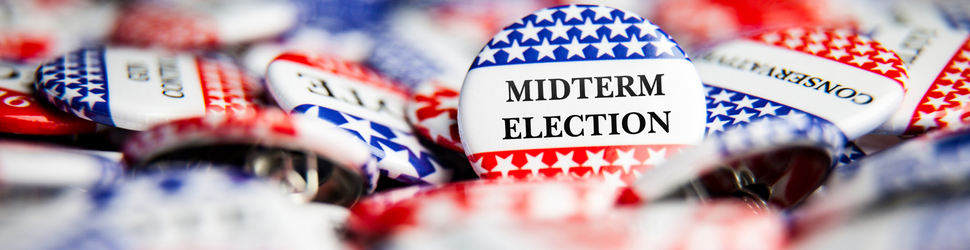 Campaign Stickers that say "Midterm Elections" on them